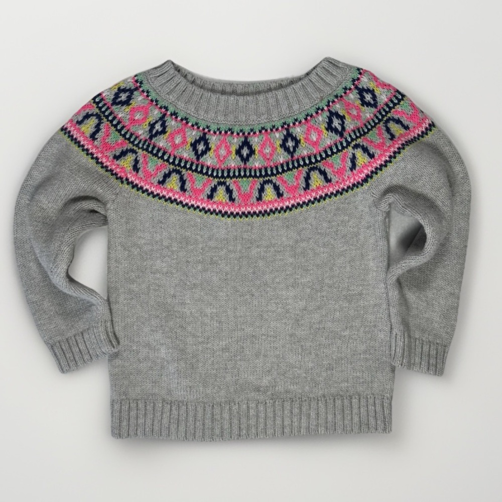 Carter’s Fair Isle Grey Crew Neck‎ Sweater Vibrant Color Toddler Baby Size 18M